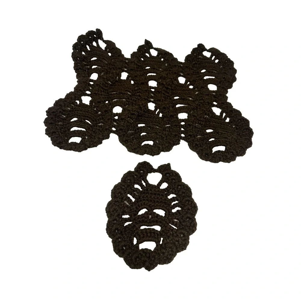 NEW‎ hand crocheted SKULL placemat & coaster BROWN